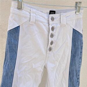 Women's White and Blue Jeans